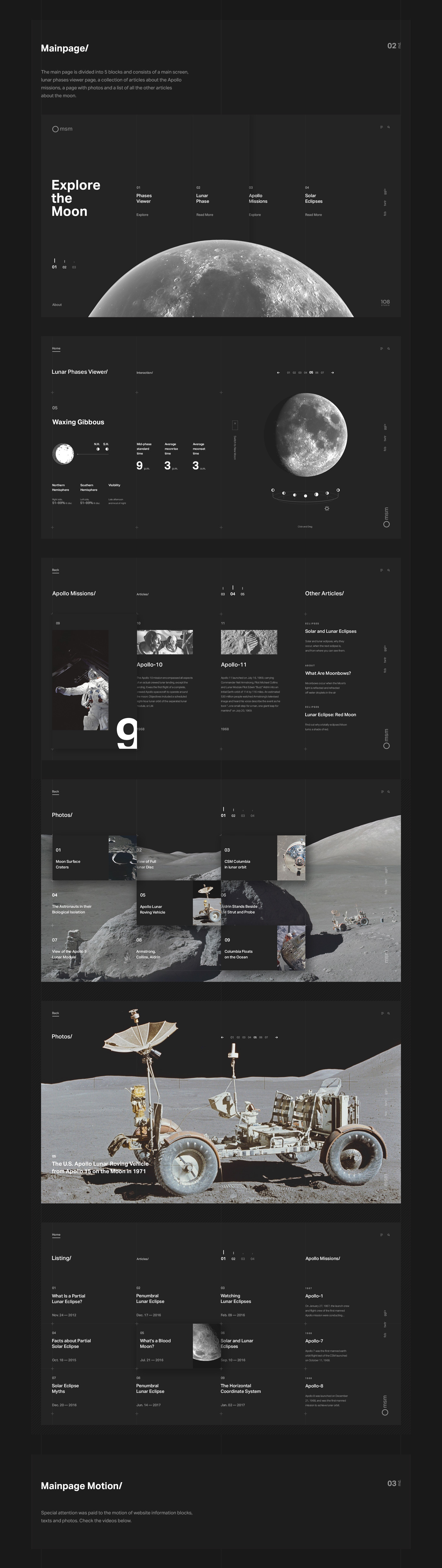 moon UI/UX Web Design  Space  Interface Website black motion