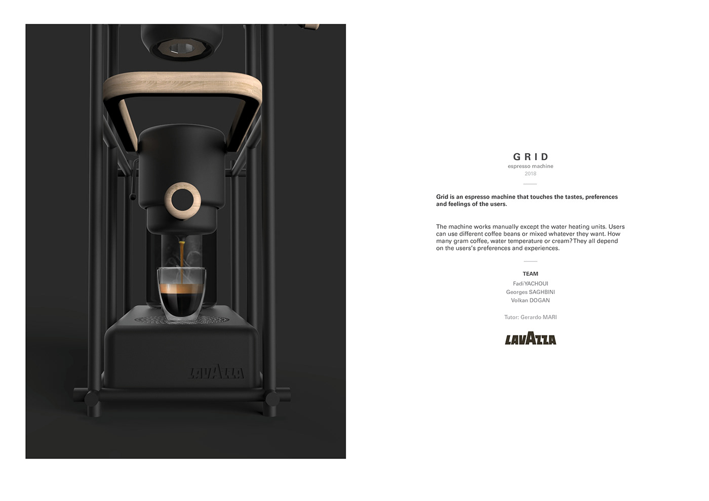 espresso espressomachine coffeemachine coffeemaker Lavazza mondrian structure Portafilter driptray productdesign