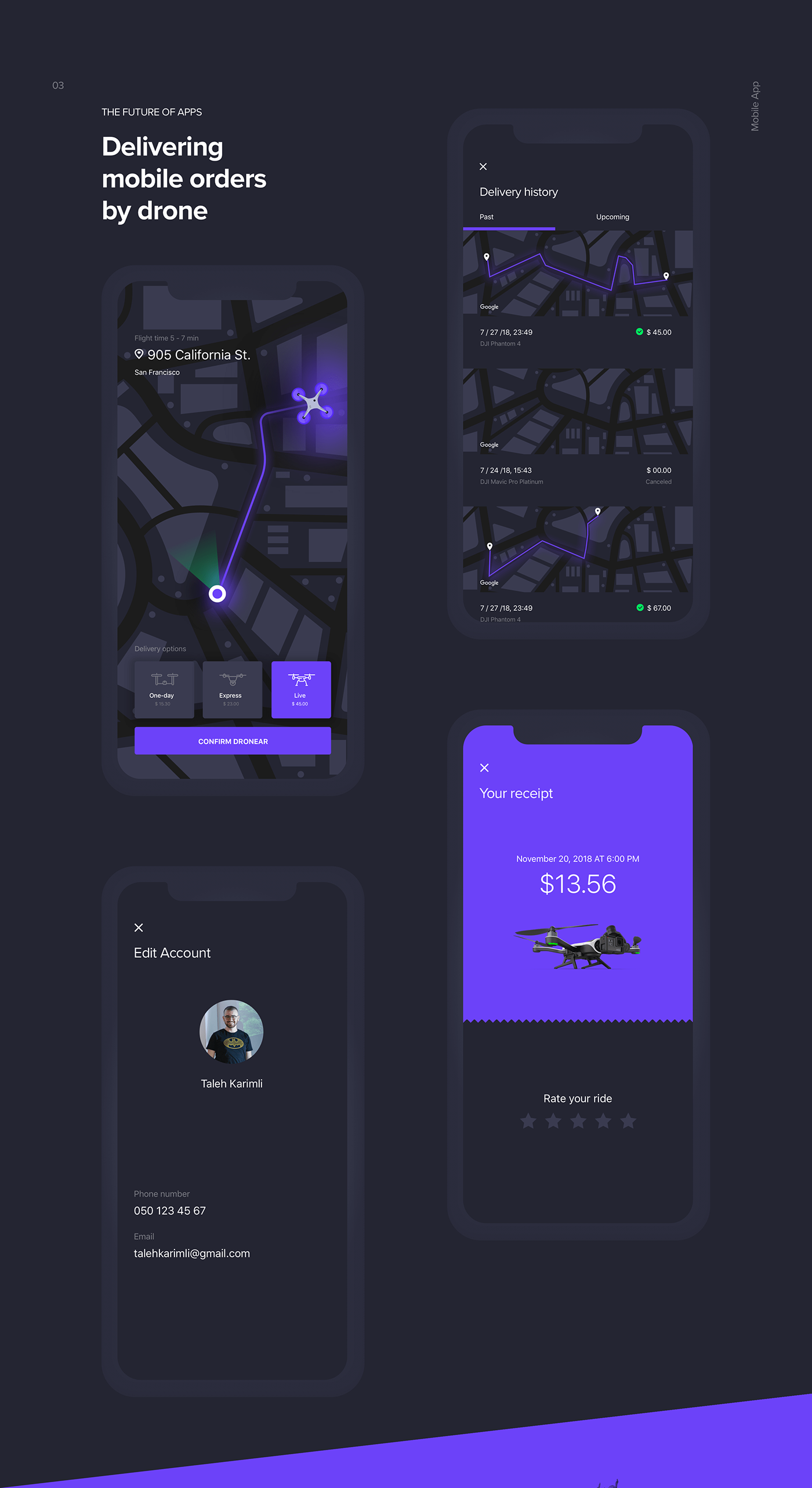 drone delivery ubereat app UI ux