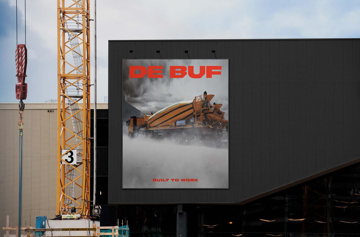 Minimal billboard design for De Buf.