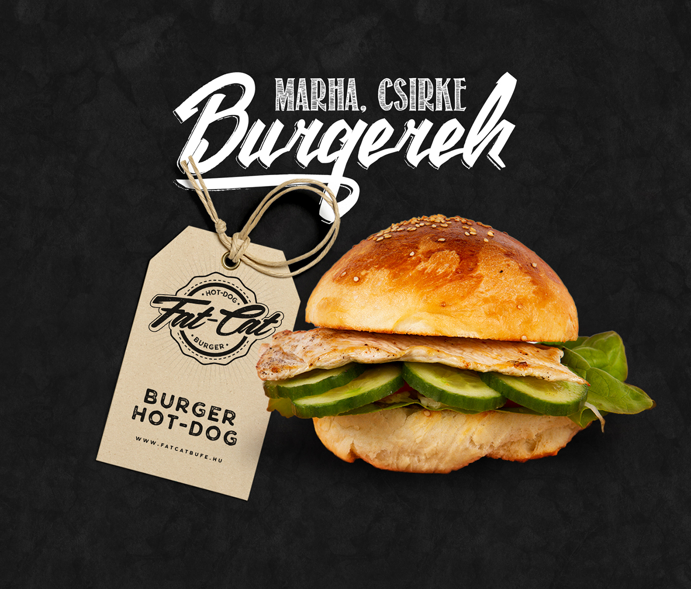 burger hotdog brand logo fat Cat identity branding  Website menu