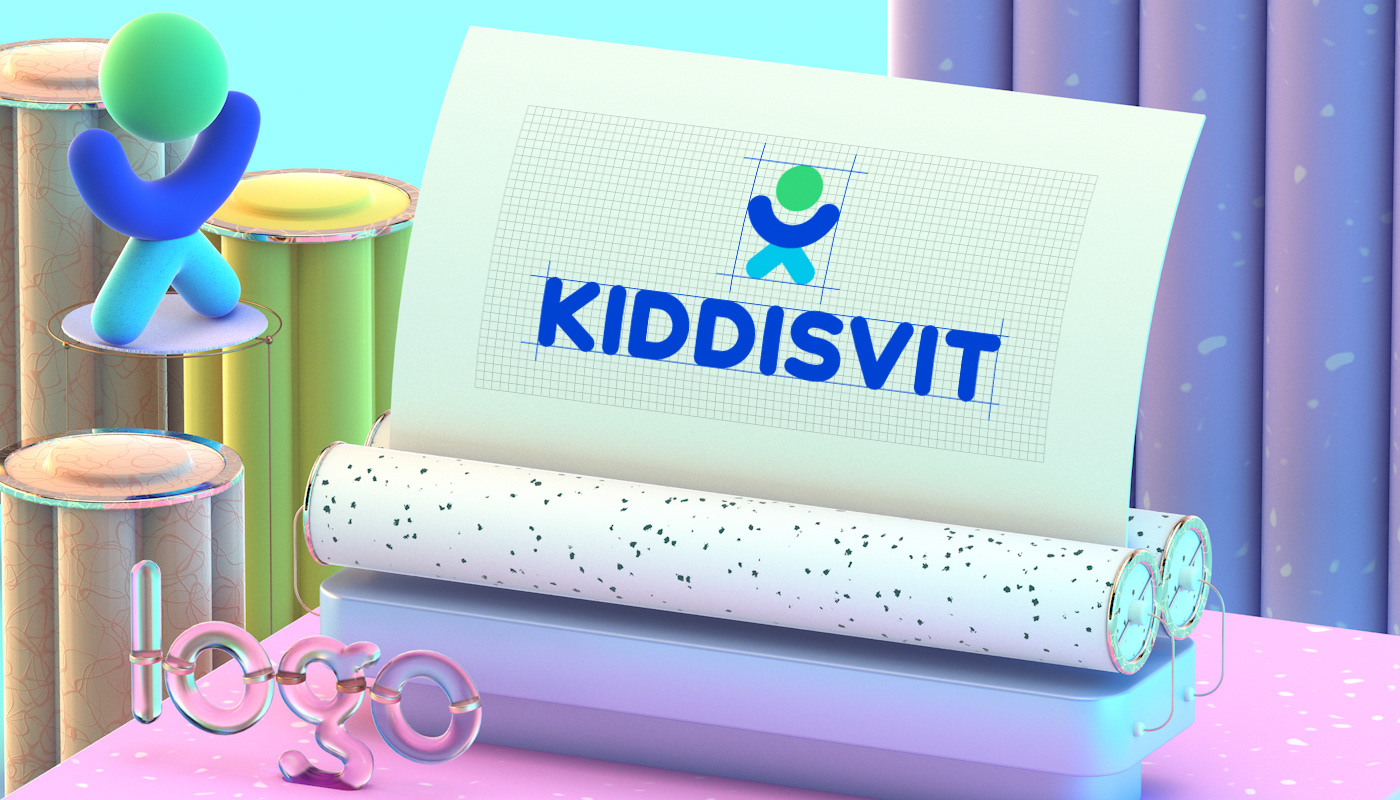 identity kids child 3D branding  color Render logo brand character toy