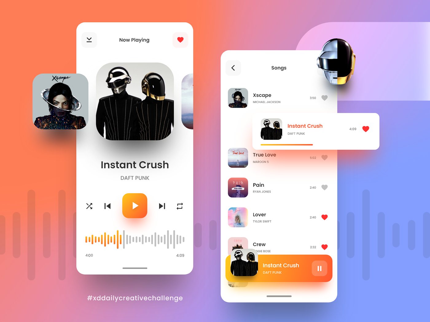 animation in xd audio trigger adobe xd daily ui Music Player Music player landing app ui design UI/UX UX design XD Daily Challenge xd new music player