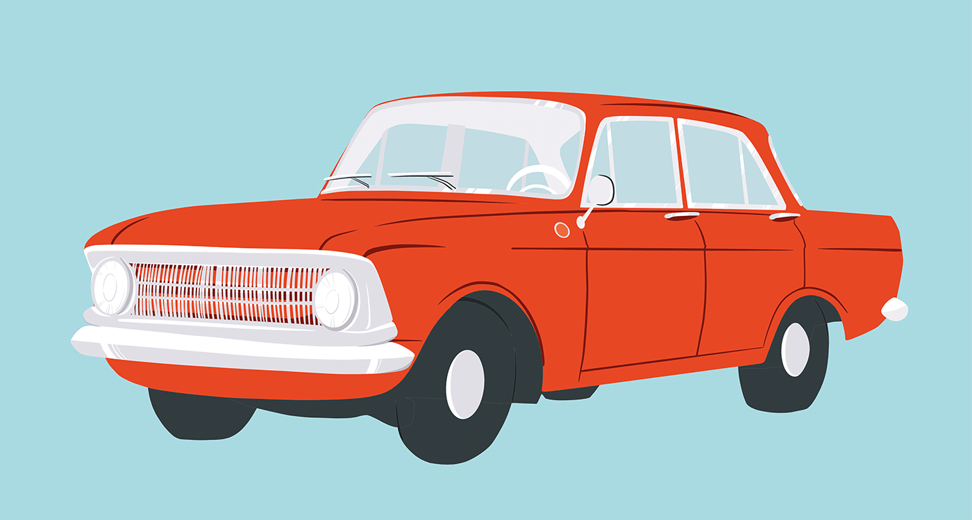 Cars print pattern ILLUSTRATION  Digital Art  cartoon digital illustration Procreate cars illustration soviet cars