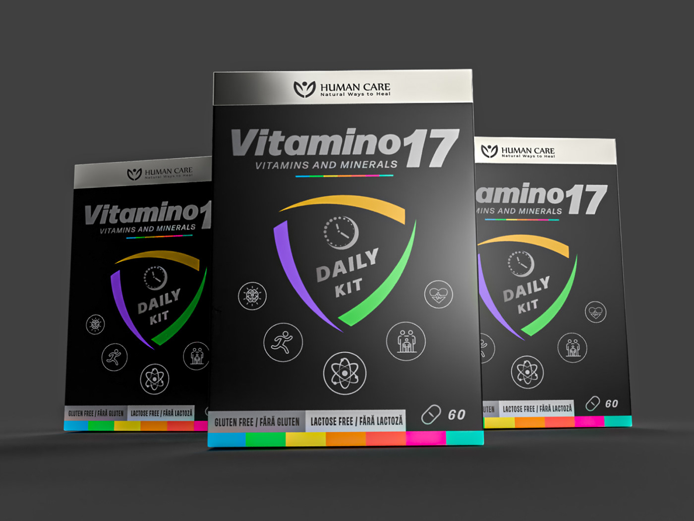 black medical Mockup Packaging vitamin vitamins
