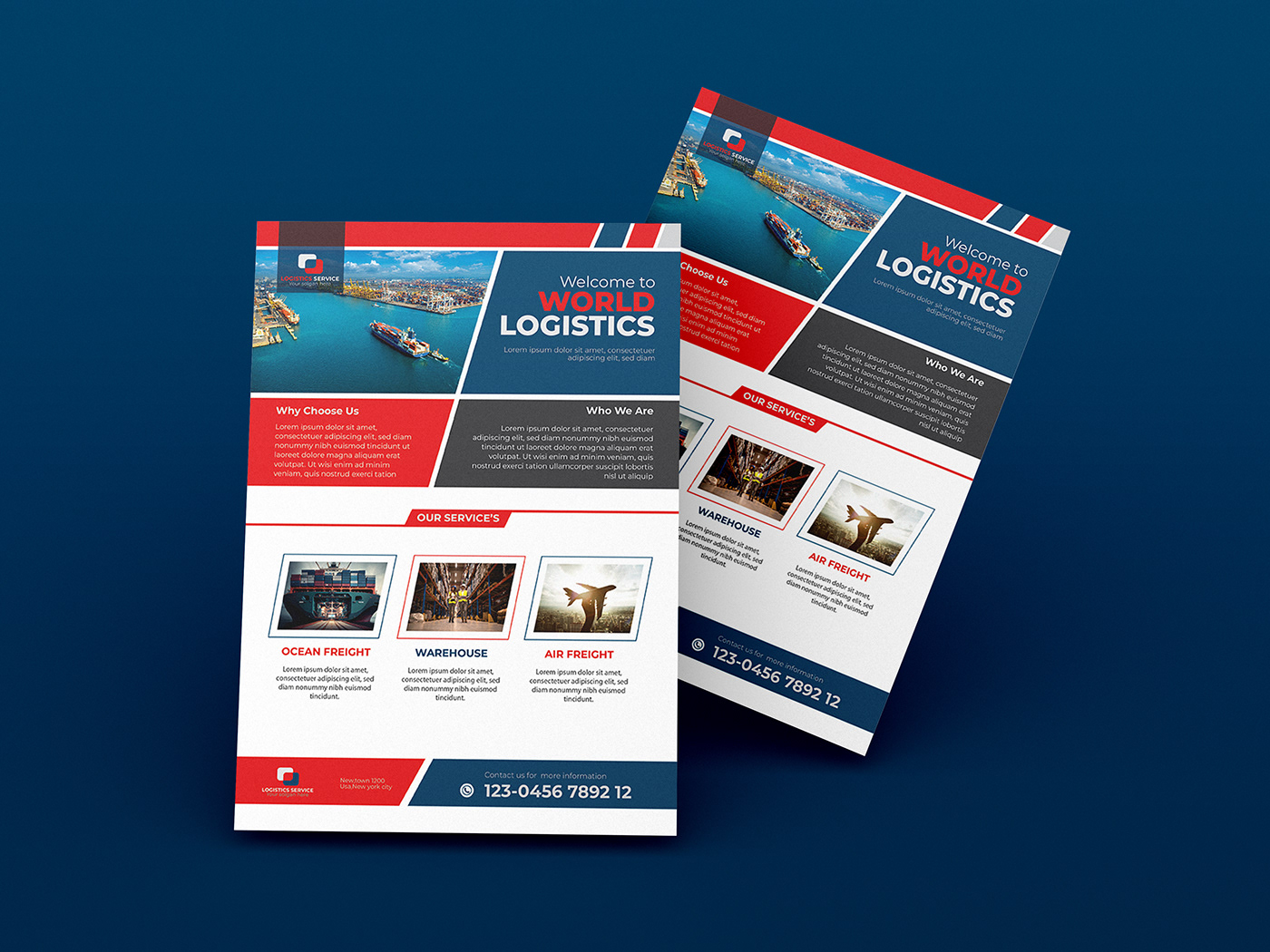flyers Advertising  Cargo freight Truck Transport delivery Ocean air freight logistics flyer