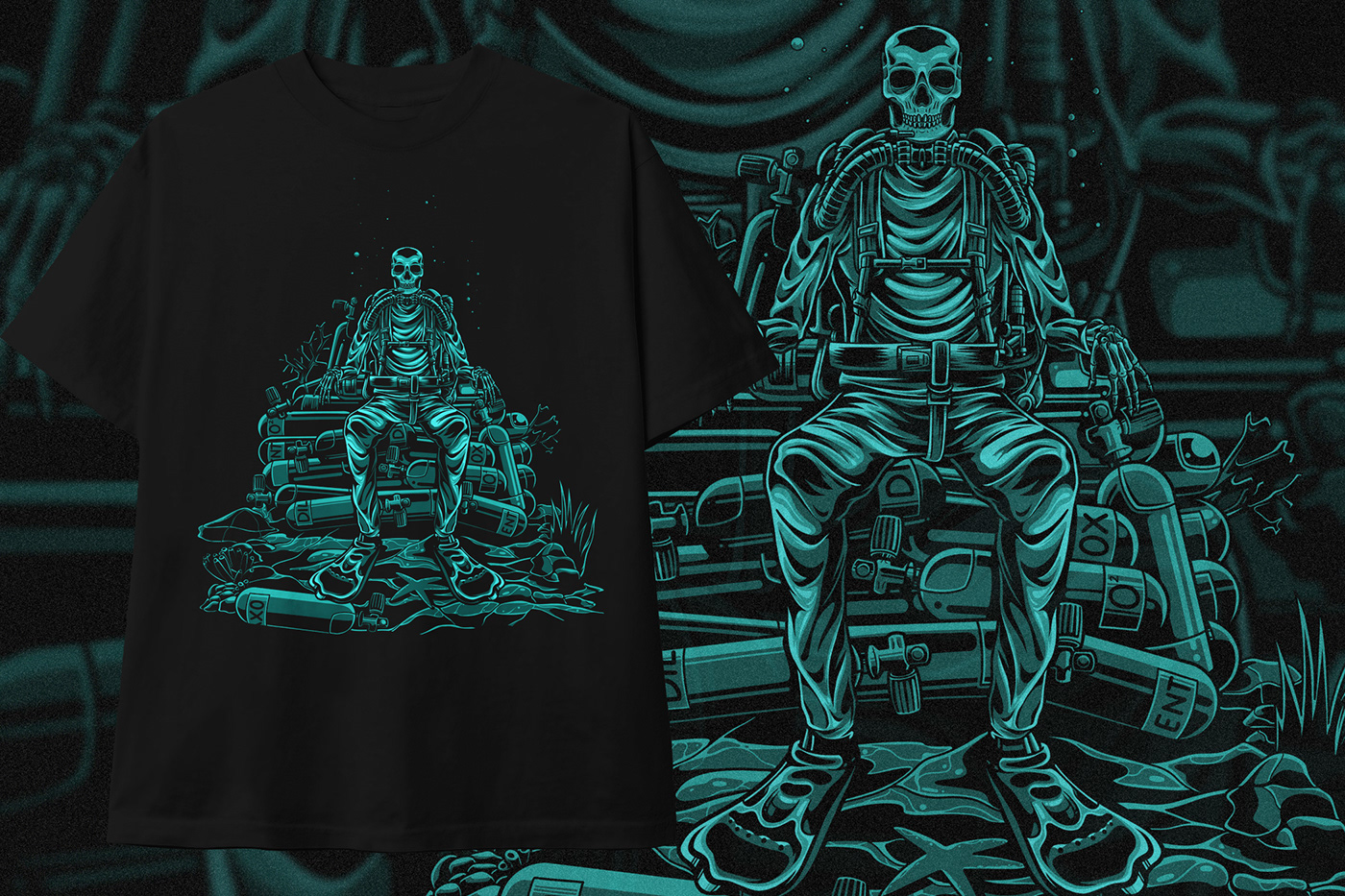 artwork diver ILLUSTRATION  skull t-shirt tshirt tshirtdesign