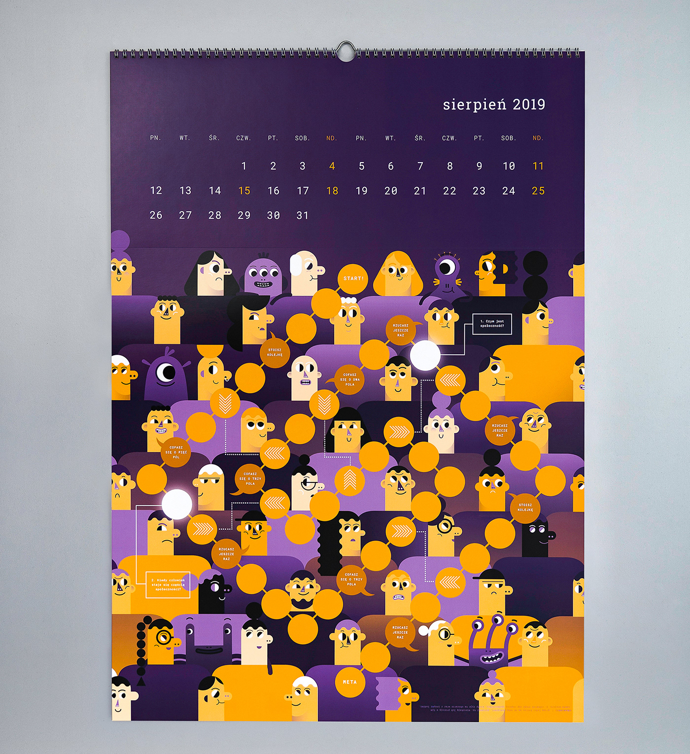 calendar print monster adobe illustrator ILLUSTRATION  game board game Charity Calendar mikro makro pawns