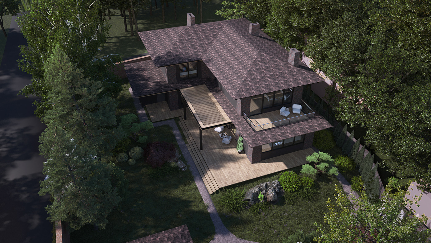 3ds max architecture Cottage country house exterior home house modern Render Villa