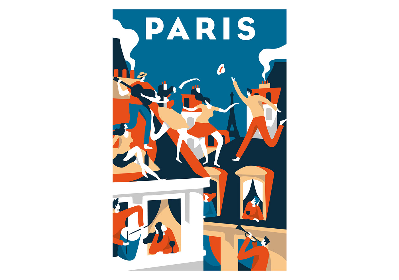 Paris Travel poster ILLUSTRATION  airbnb trip Holiday
