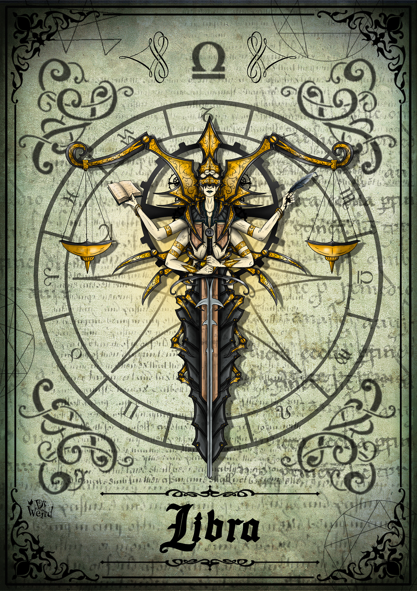 fantasy gothic cartoon zodiac Digital Art  Character design  digital illustration zodiac signs