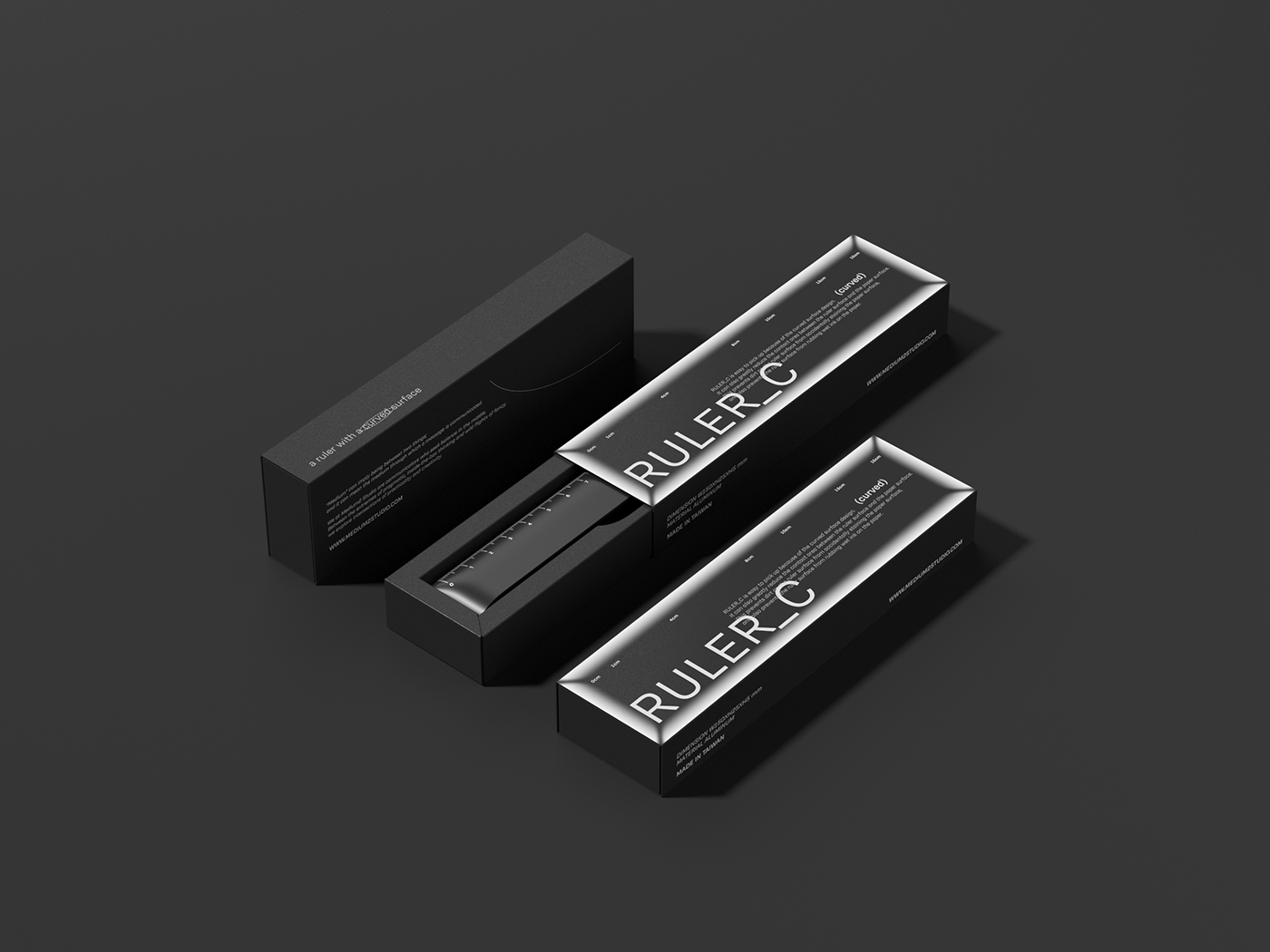 Anodized aluminum black industrial design  Packaging packaging design product design  ruler Stationery