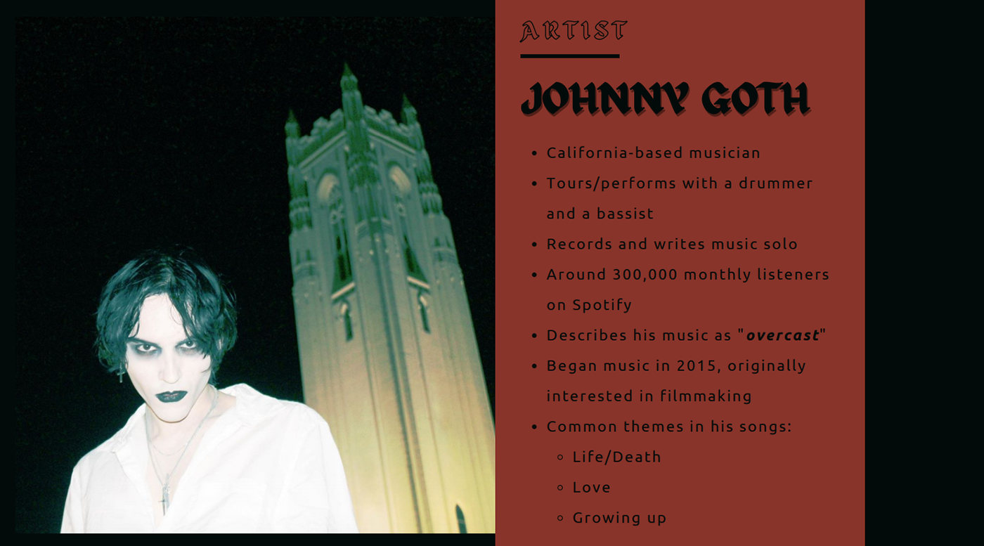 greek mythology Johnny Goth music video Treatment