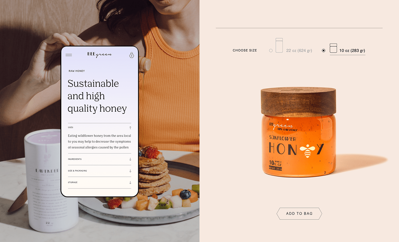bee brand identity design graphic design  honey marketing   onlinestore typography   Web Design  Website