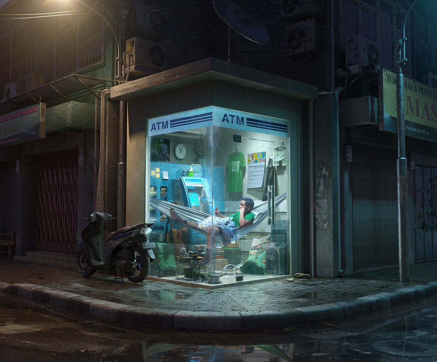 3D Advertising  ATM CGI commercial digitalimaging environment gopay Render retouching 