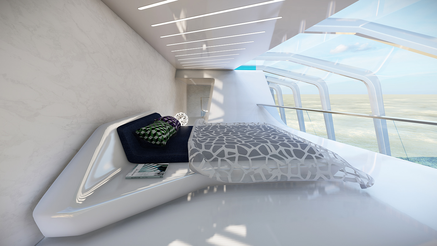 concept design future Interior parametric realistic Render rendering yacht ZAHA HADID