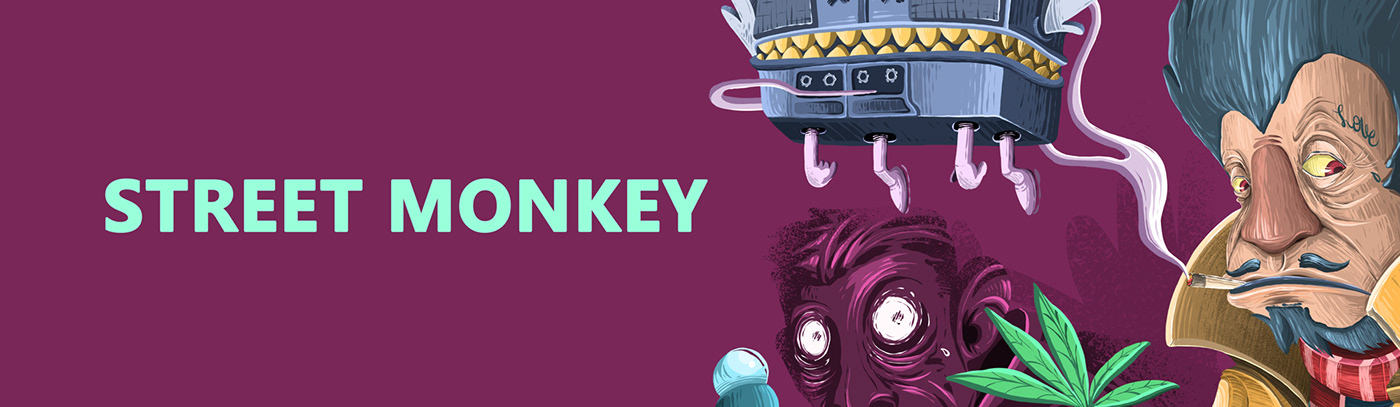 Behance El Ilustrador iPad Marlowe Marlowe  El Ilustrador monkey Mono orangutan primate Street Monkey