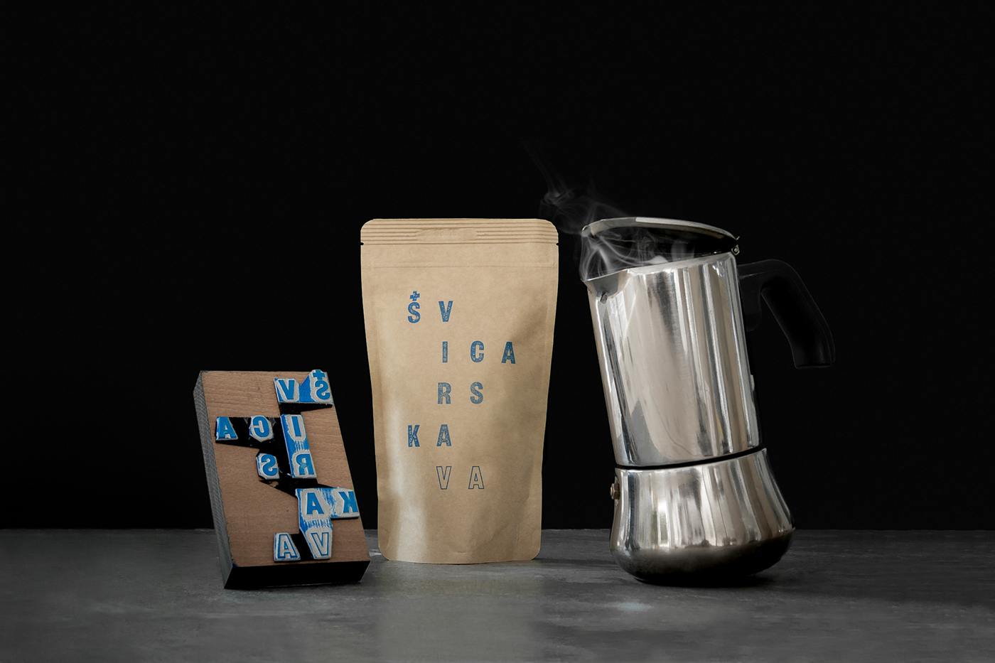 stamp Packaging Coffee Moka pot paper packaging handstamp