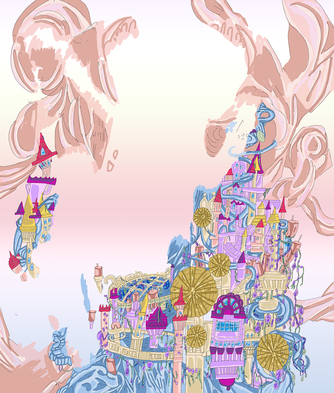 anime Castle India Gems headdress belts Ferris Wheel colorfull pretty