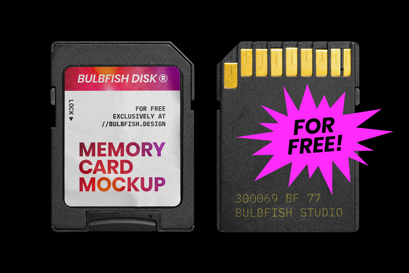 free freebie Mockup sdcard Memory Flash brutal black bulbfish template