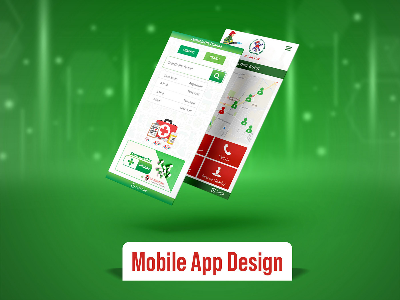 UI/UX apps design Mockup android medical Food  hospital mobile Interface