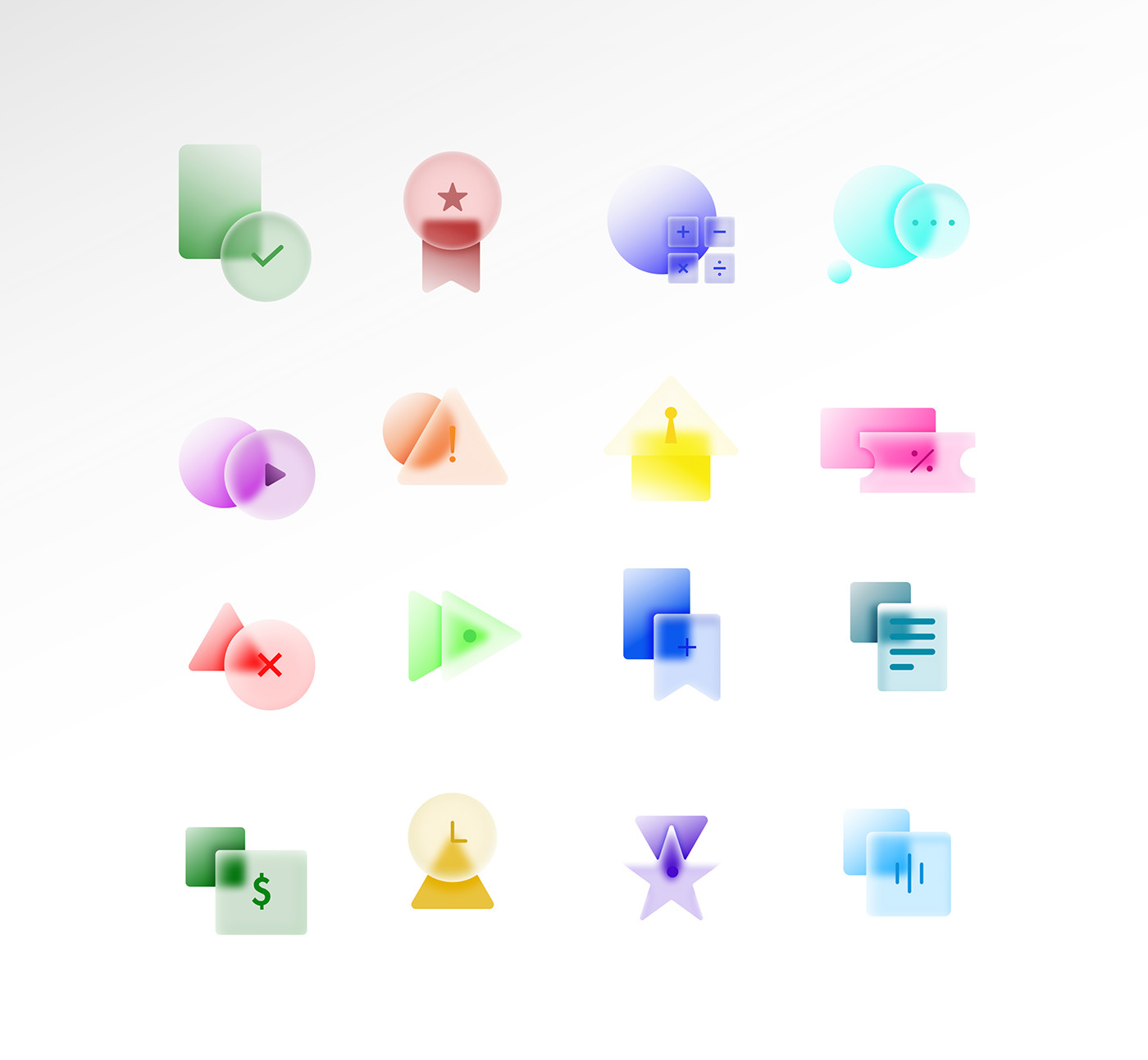 Icon glassmorphism iconset UI/UX Figma app design Icondesign iconography Logo Design icons
