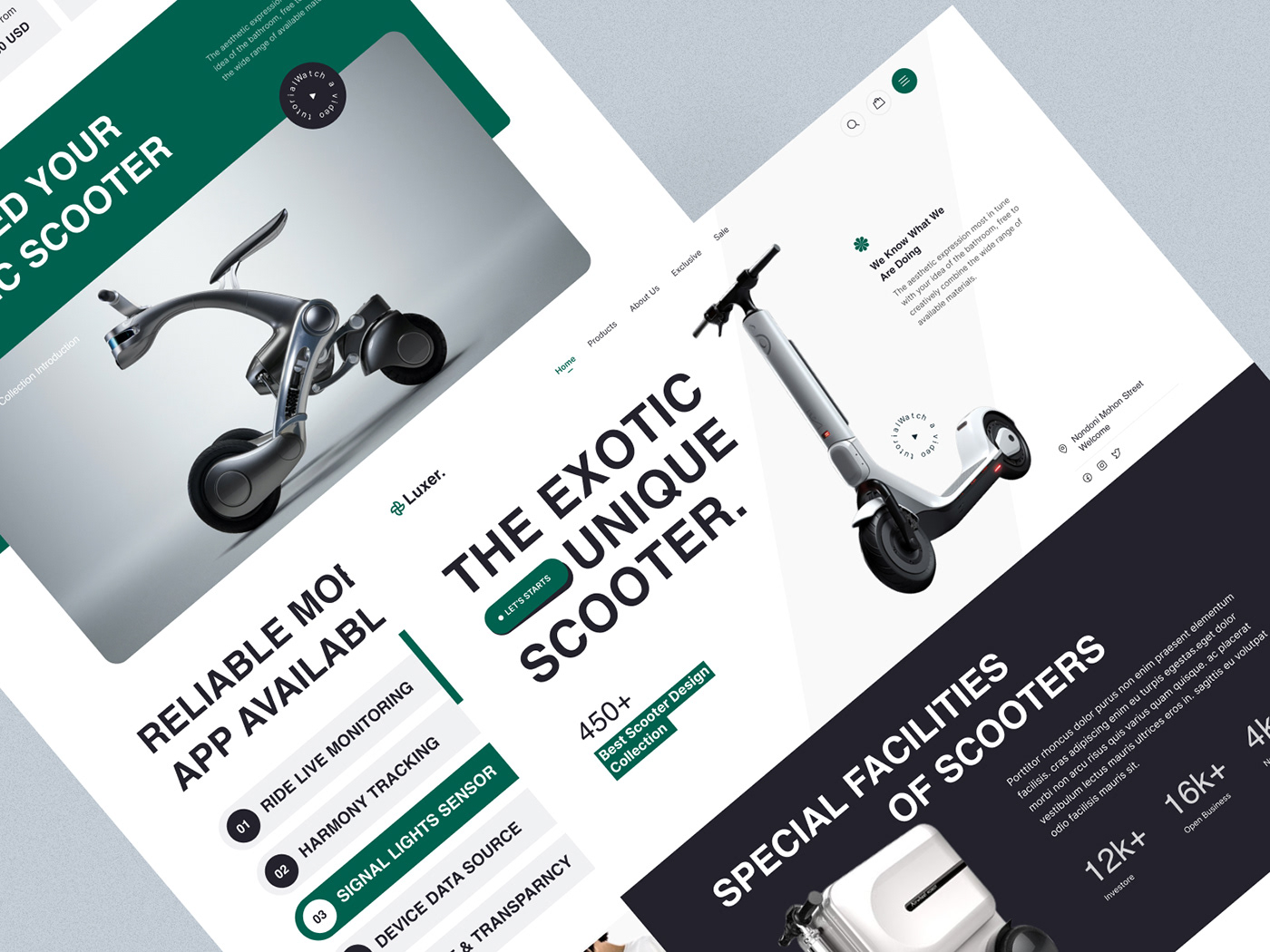 Scooter Bike Bicycle motorbike motorcycle Clean Design minimalist wix scooter app scooter landing page