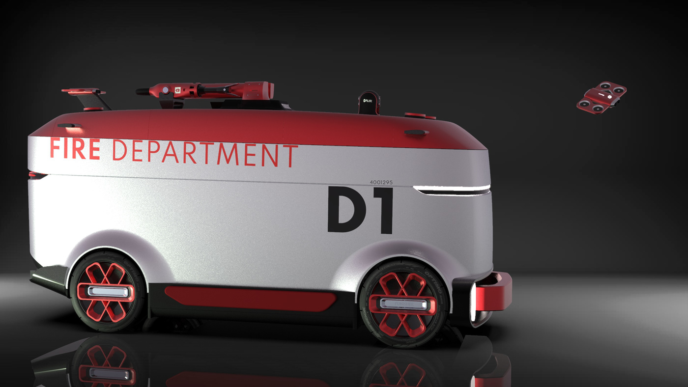 design fire Firefighter Autonomous car drone rescue future Renderings concept