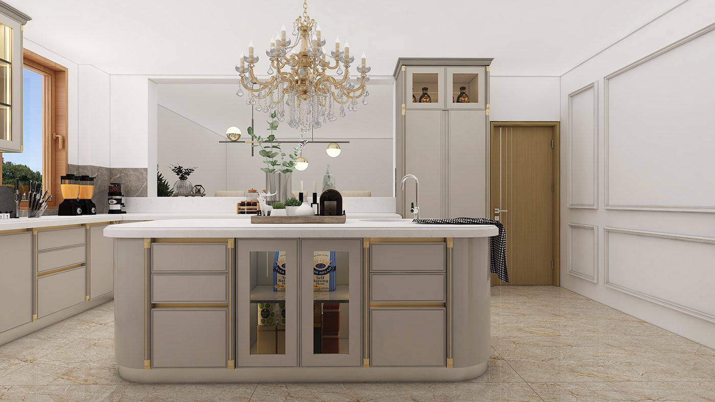 3D 3ds max architecture corona interior design  kitchen modern Render visualization