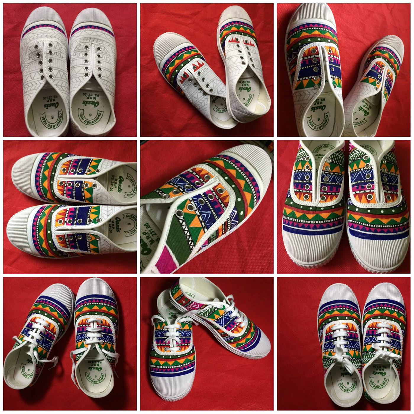 Hand Painted shoes Painted Sneakers aztec pattern shoes colorful shoes aztec pattern graphic design  shoes design shoe painting acrylic painting pattern design 