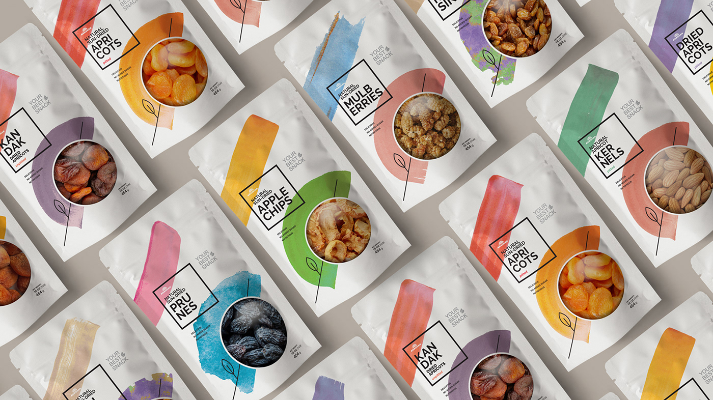 snack dried fruit kyrgyzstan Lysogorov snacking Fruit Packaging brush minimalist packaging design