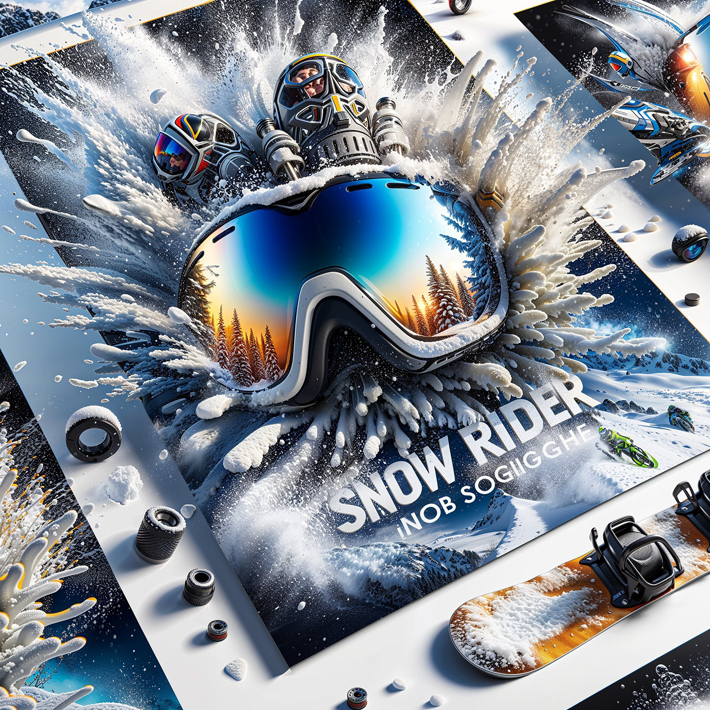 snowboard 3D ai artificial intelligence Digital Art  ILLUSTRATION  artwork concept art Outdoor Ski