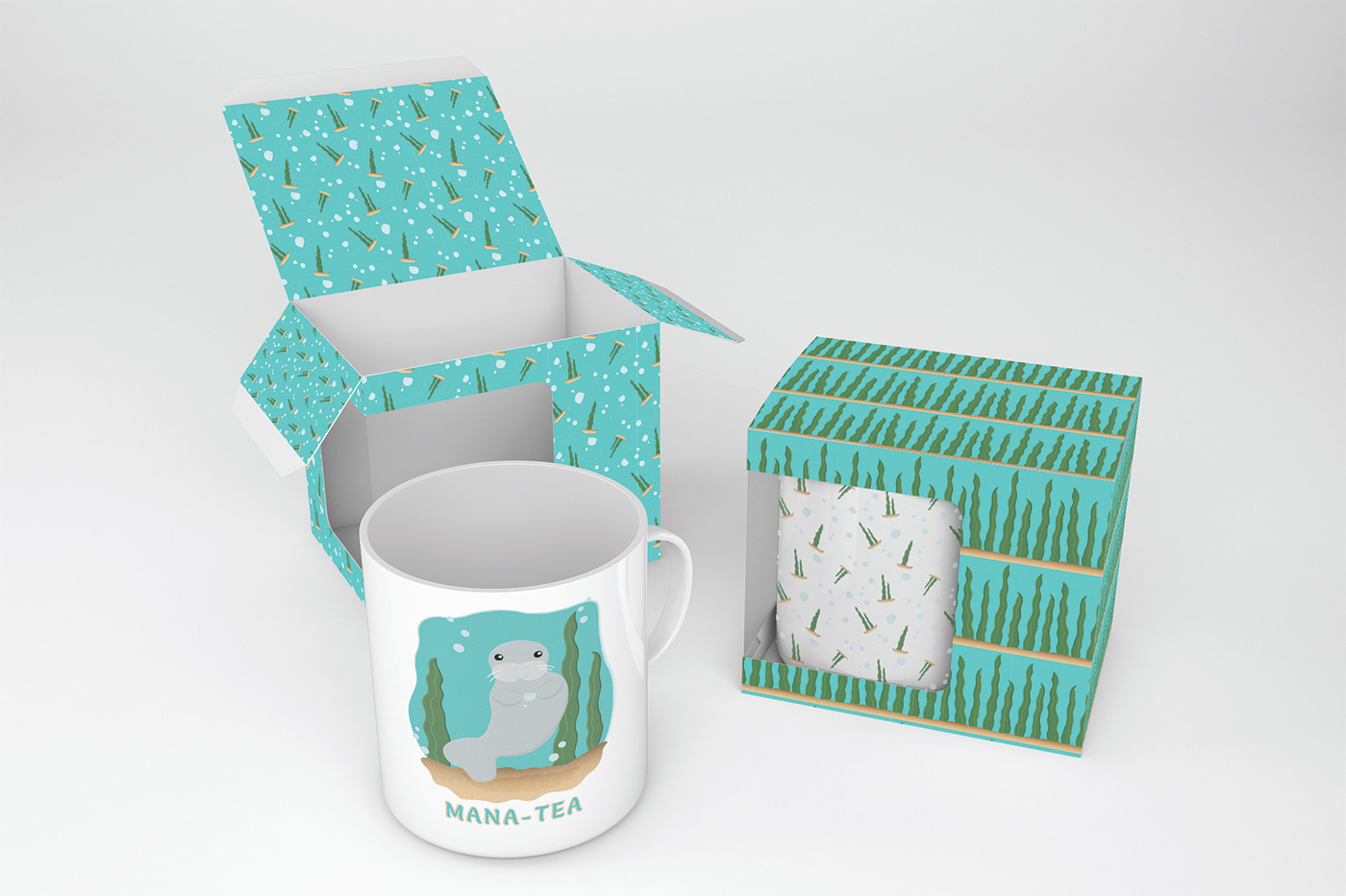 manatee Mug  Packaging design adobe illustrator drink box tea