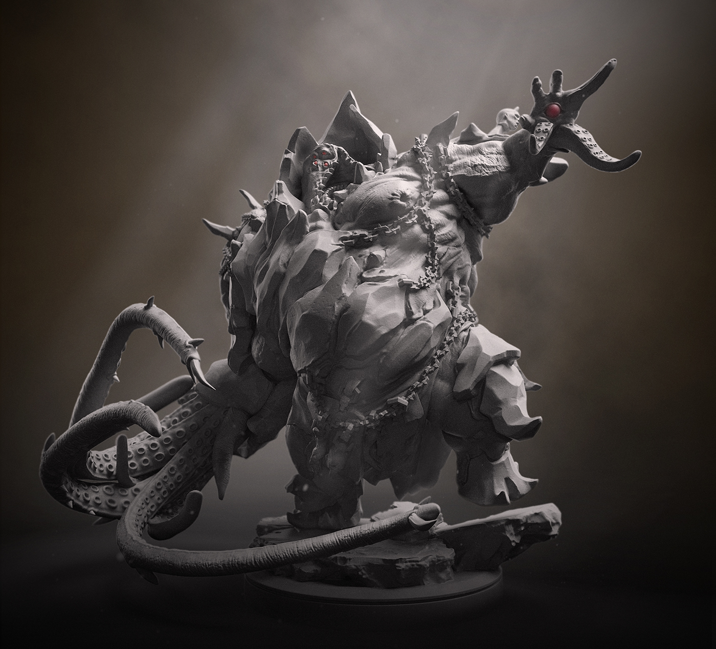 Miniature Board game Sculpt creature monster boss overlord fantasy tentacles octopus chain Armor stone demon