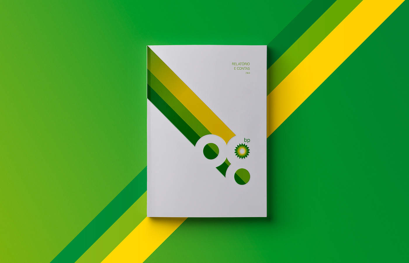 bp green yellow ANNUAL report design Layout graphic diagonal editorial