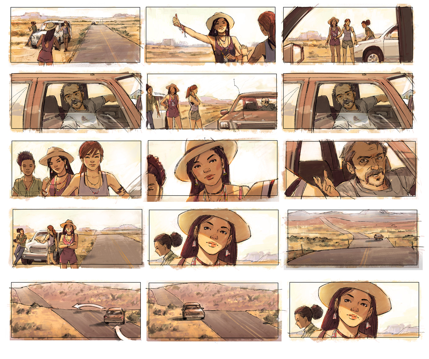 Drawing  Entertainment Film   ILLUSTRATION  Illustrator people sequential story board storyboard storytelling  