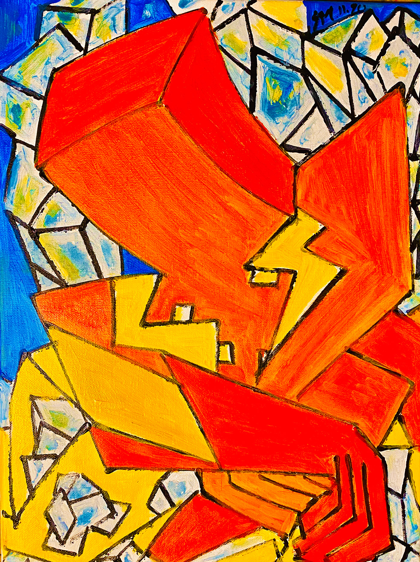 art geometric abstraction Modernart neo cubism Picasso rebirth red painting Renew ressurection