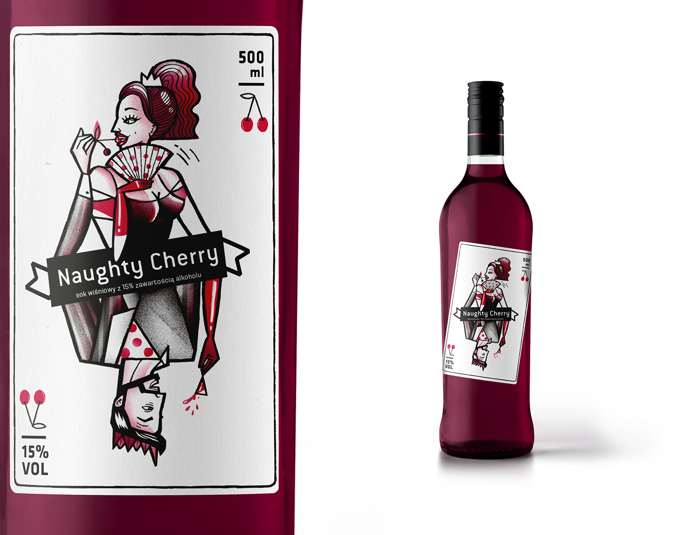 bottle label design cherry ILLUSTRATION  Love Playing Cards cards king queen art