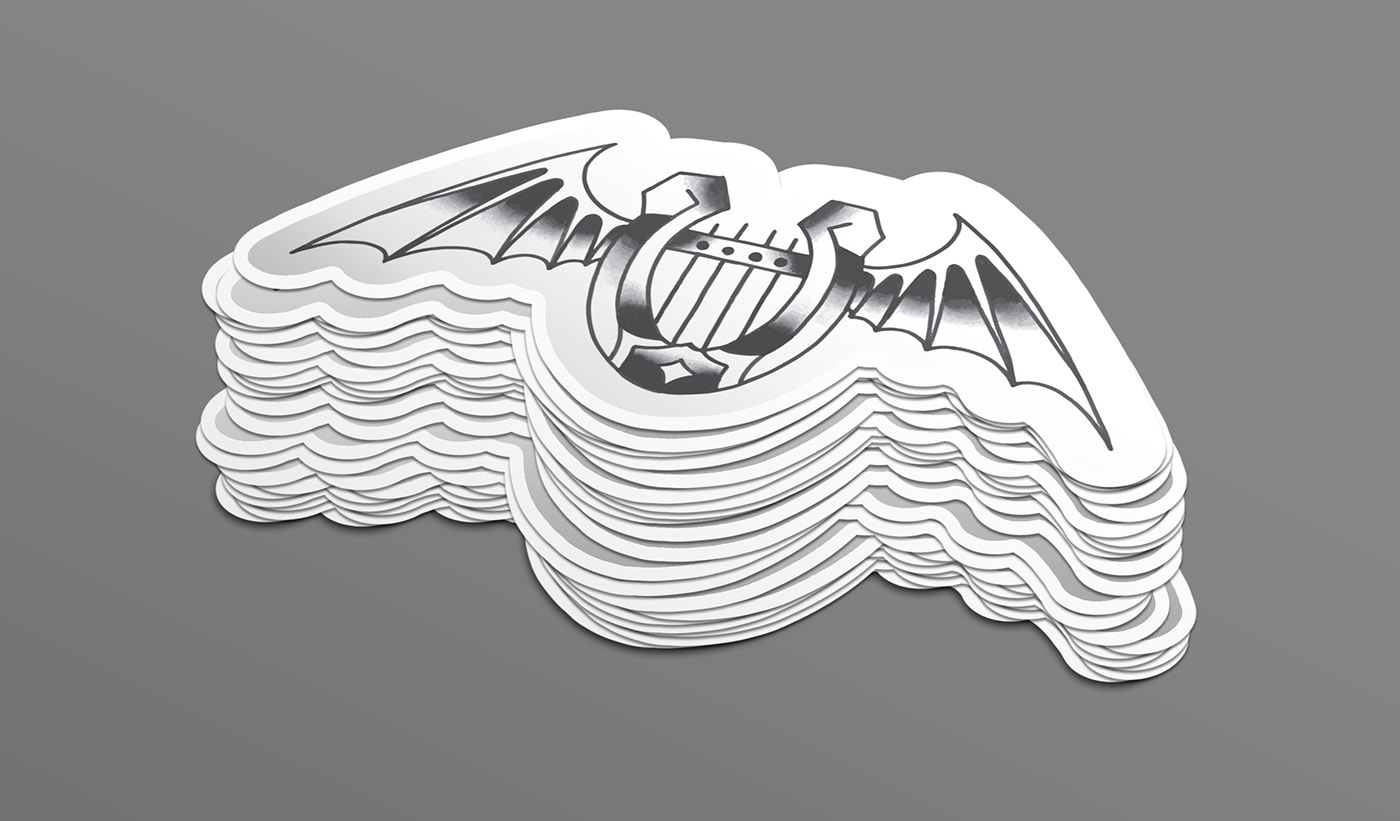 Sound Production Type Sailor david espinosa Logo Design pedro castillo tattoo Lyre logo Bat logo