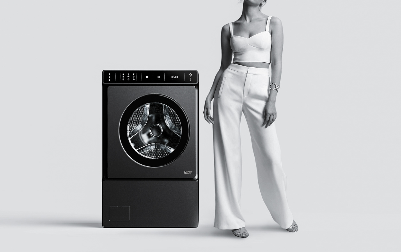black compact detail hide Interior push washer Washing machine