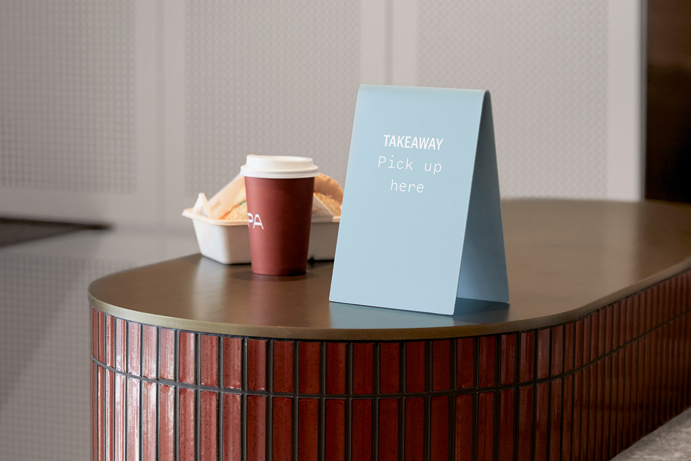 business card coffee cups curves menu Signage tape texture understated warmth