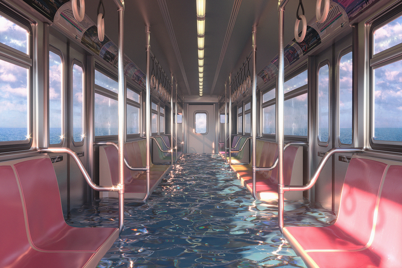 dream dreamy flood new york city subway surreal train underwater water
