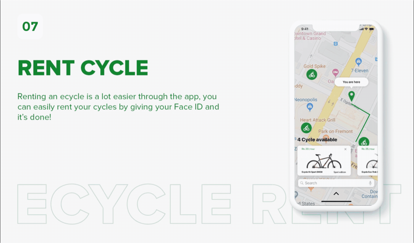app cycle Rent UI ux design brand Bicycle UI/UX xD