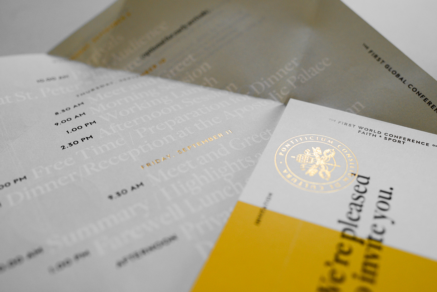 print Invitation Invitation Card seal wax letterpress typo Vatican City Event gold foil craft fold folding paper