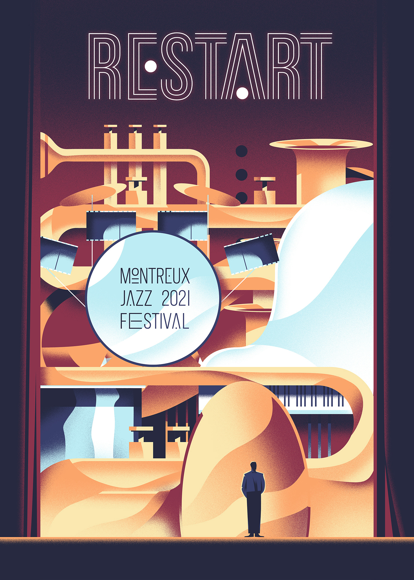 adobe affiche festival grain jazz music poster process texture type