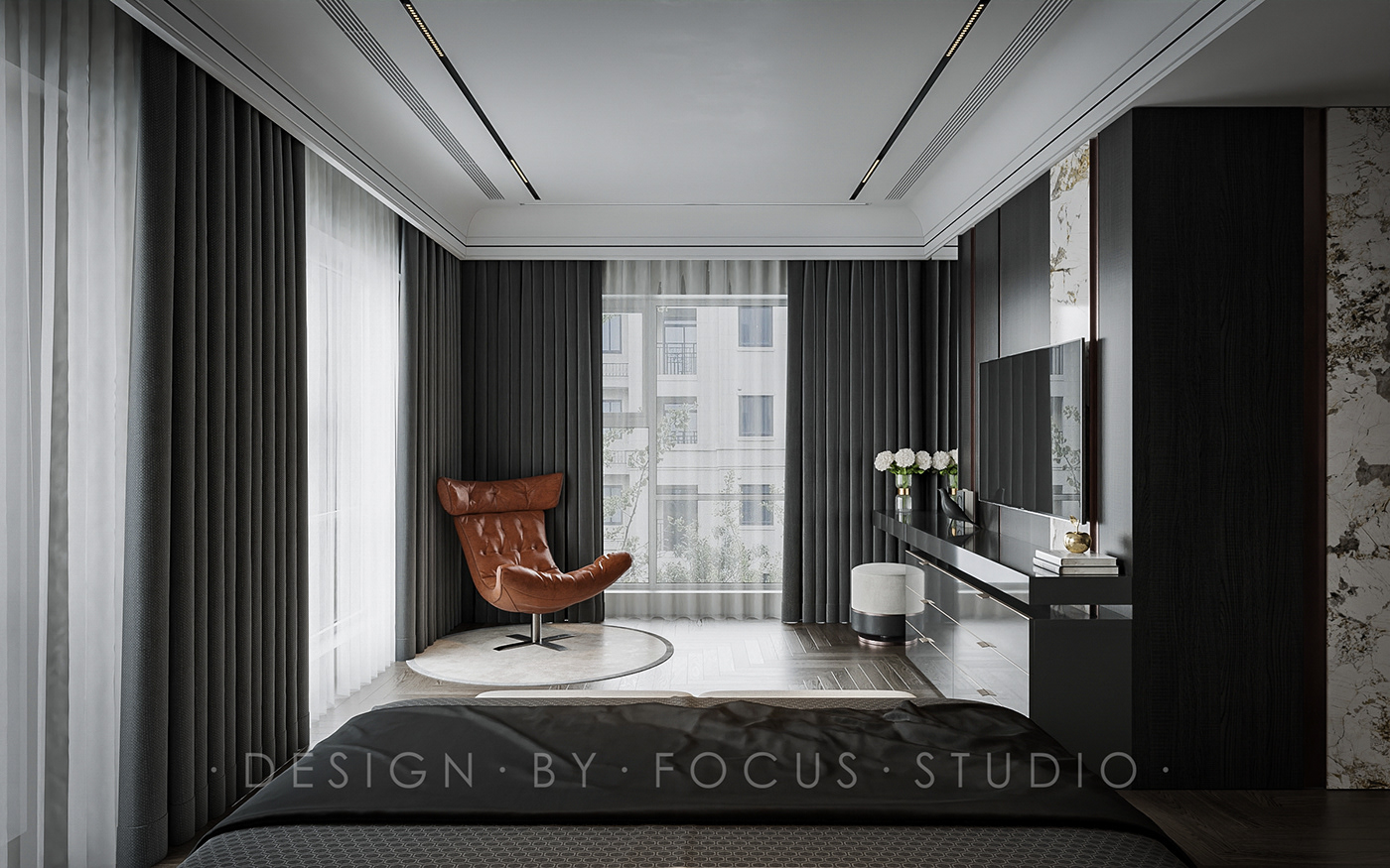 architecture bedroom kitchen living room modern Render visualization