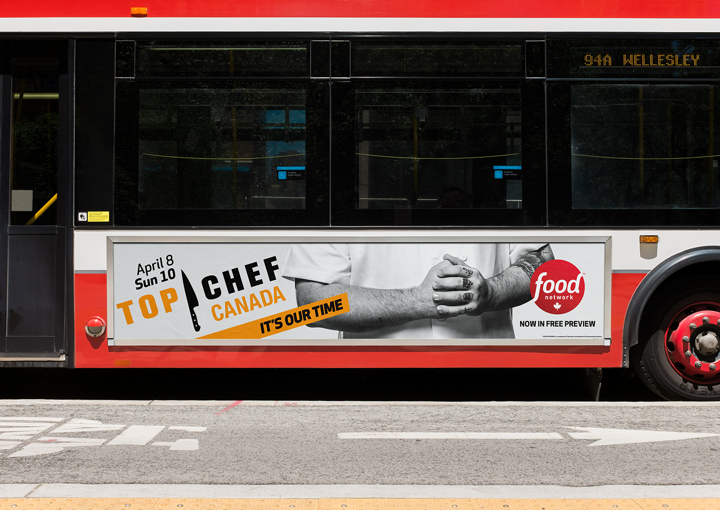Toronto campaign bus Streetcar attitude tattoo chef Food  tv orange
