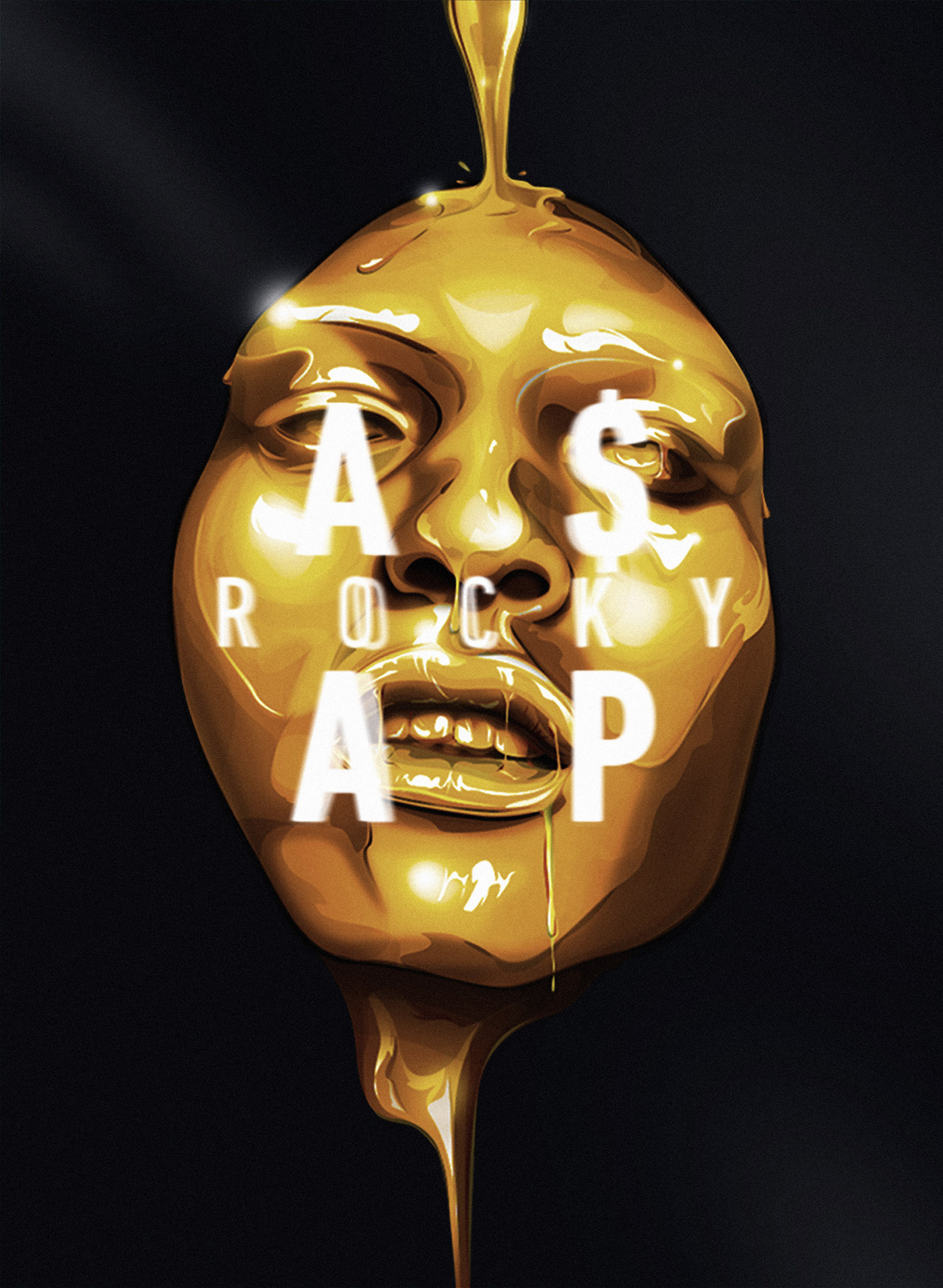 a$ap Rocky hip hop poster black gold rap