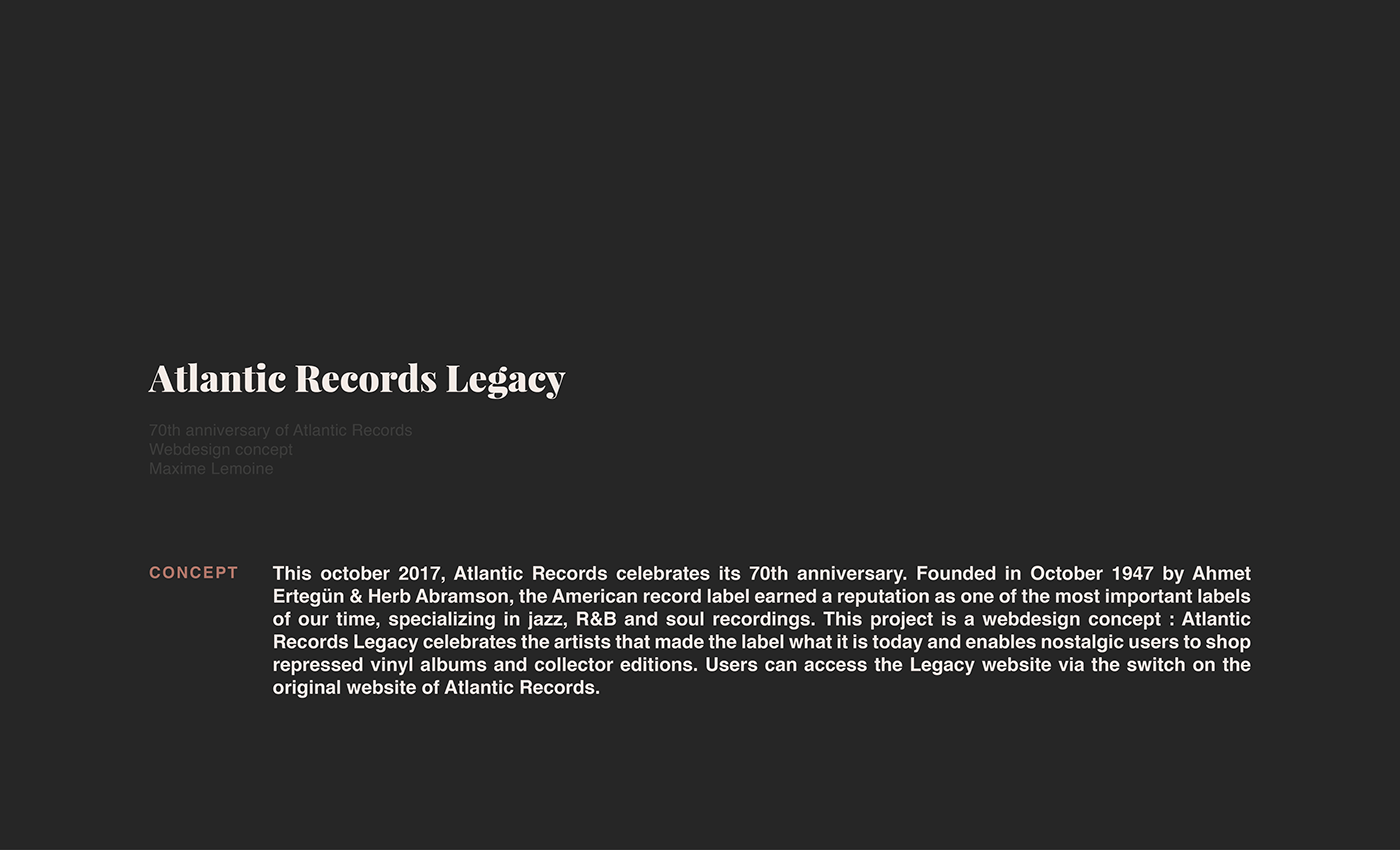atlantic records vinyl UX UI Legacy music Label Webdesign artist Retro vintage
