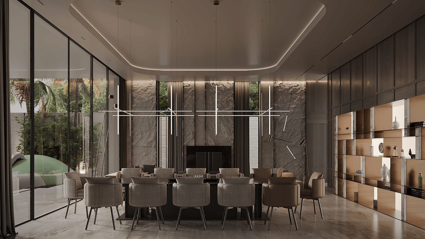 interior design  architecture Render visualization 3ds max modern living room kitchen